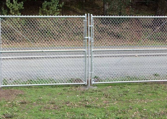 F654 F900 चेन लिंक डबल स्विंग गेट जिंक गोल पोस्ट के साथ लेपित